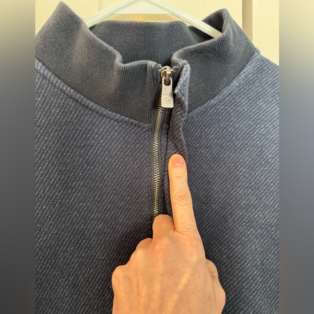Men's Hart‎ Schaffner Marx 1/4 Zip Cotton Pullover, Navy, Size L - Picture 10 of 10